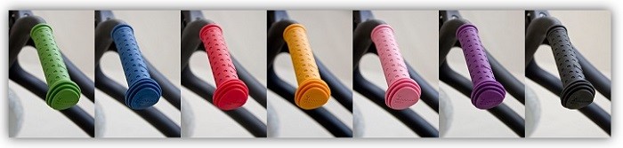 Produktfotos von Silikon-Griffen in 7 unterschiedlichen Farben