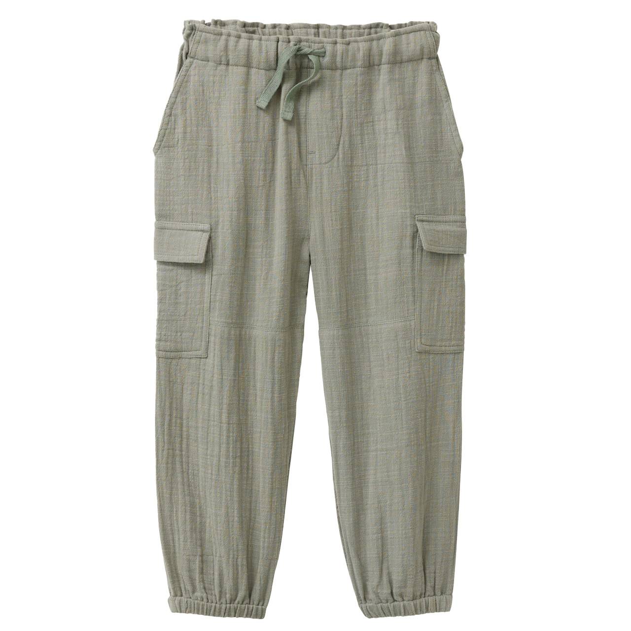 Leichte Musselin Cargohose khaki