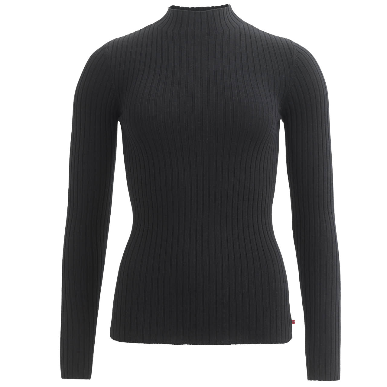 Taillierter Damen Rippstrickpullover schwarz