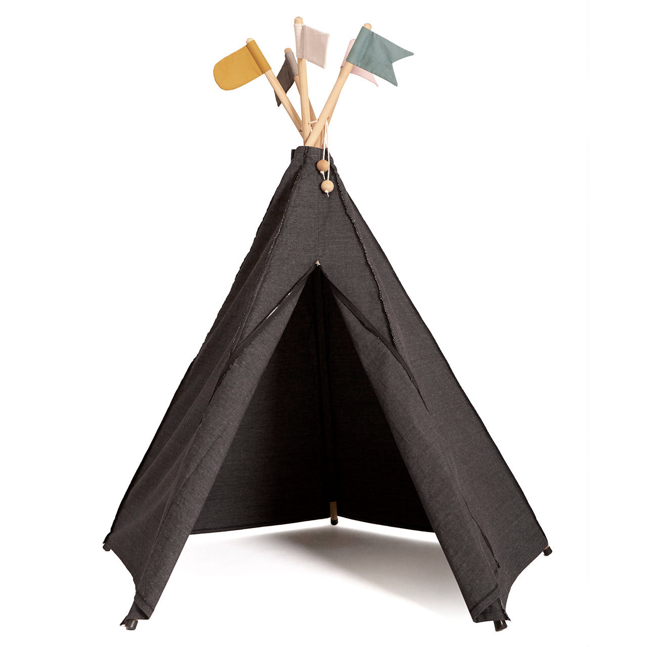 Kinder Tipi Bio Baumwolle 135 x 135 x 150 cm anthrazit