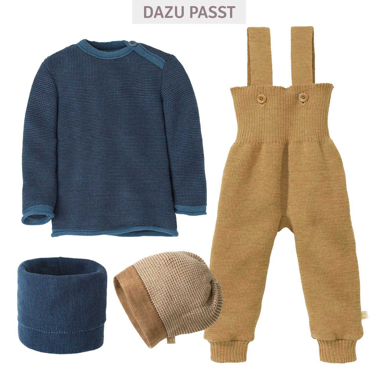 Pullover Baby Schurwolle taubenblau-indigo meliert