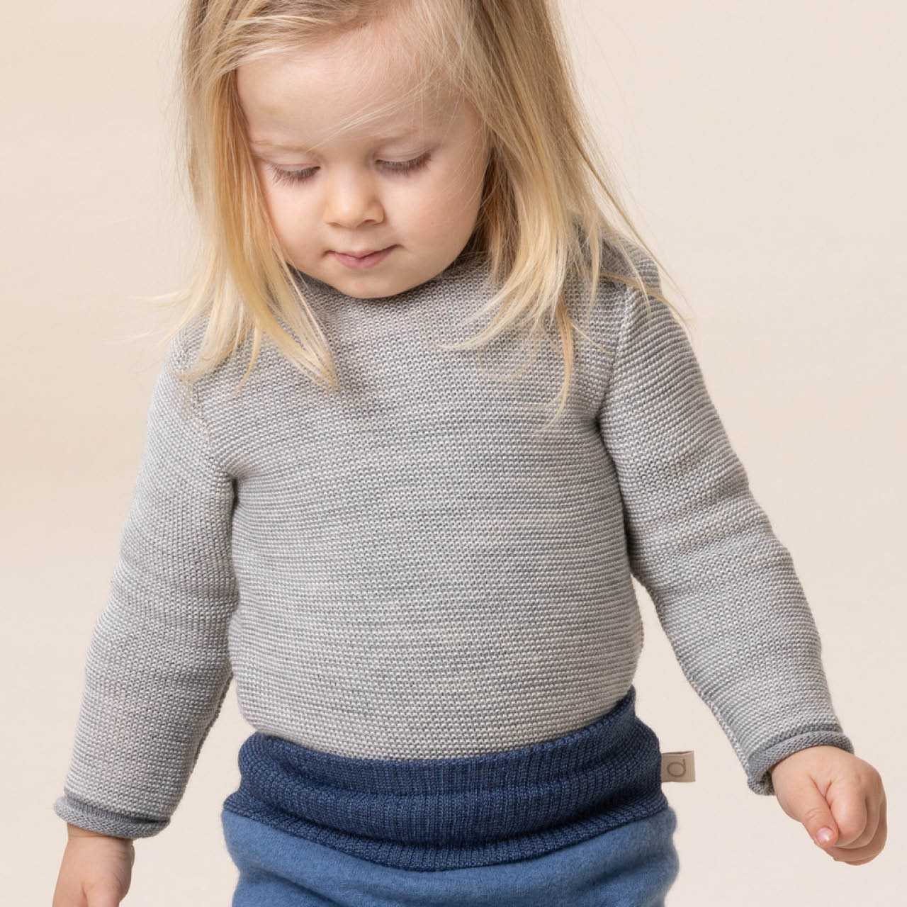 Pullover Baby Schurwolle grau meliert