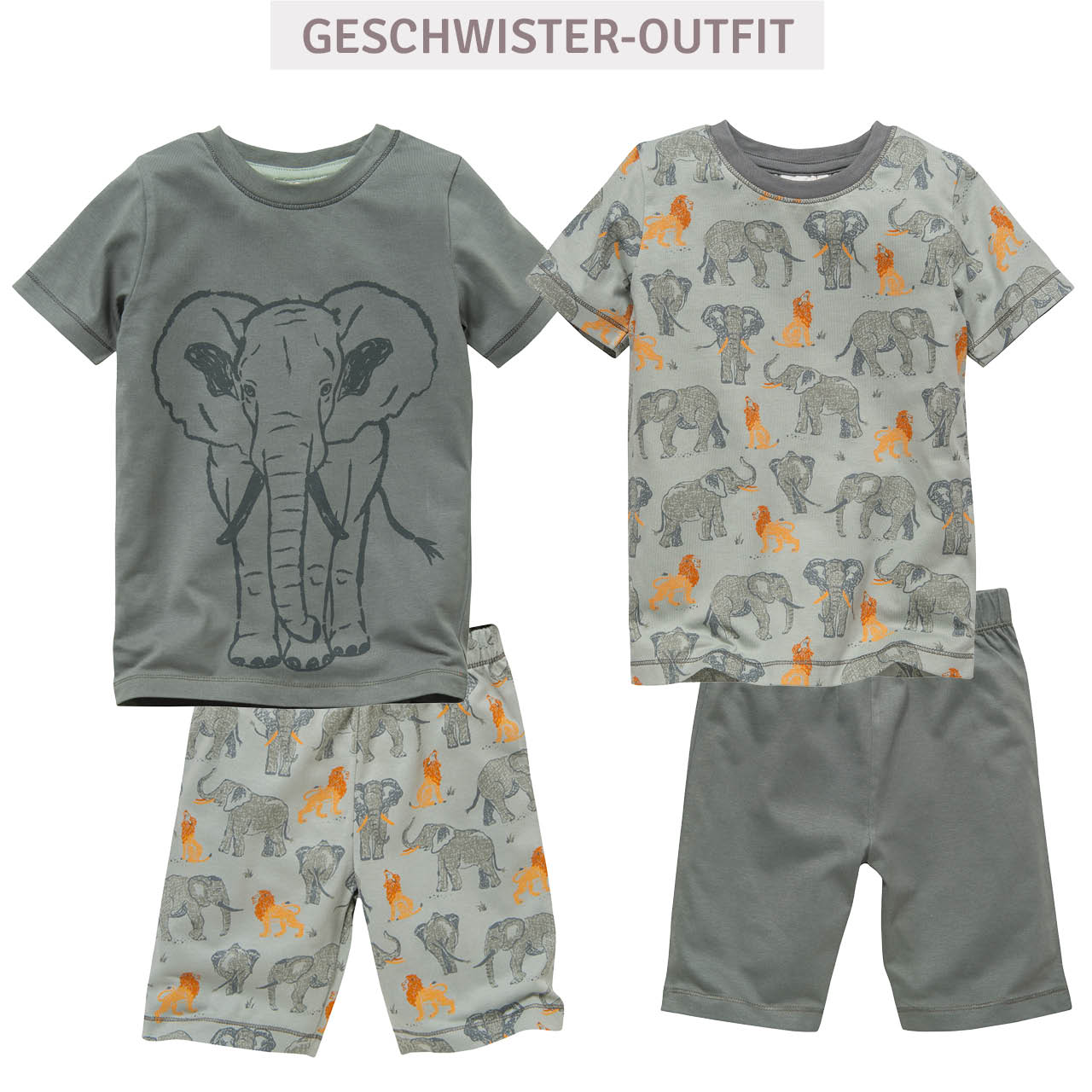 Sommerlicher Schlafanzug großer Elefant khaki