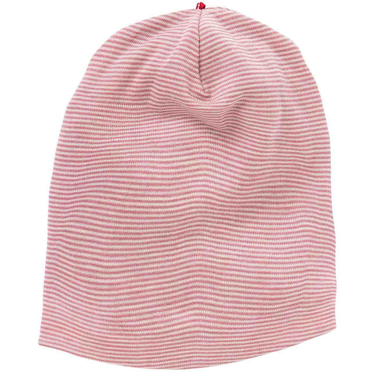 Wolle Seide Beanie rosa geringelt