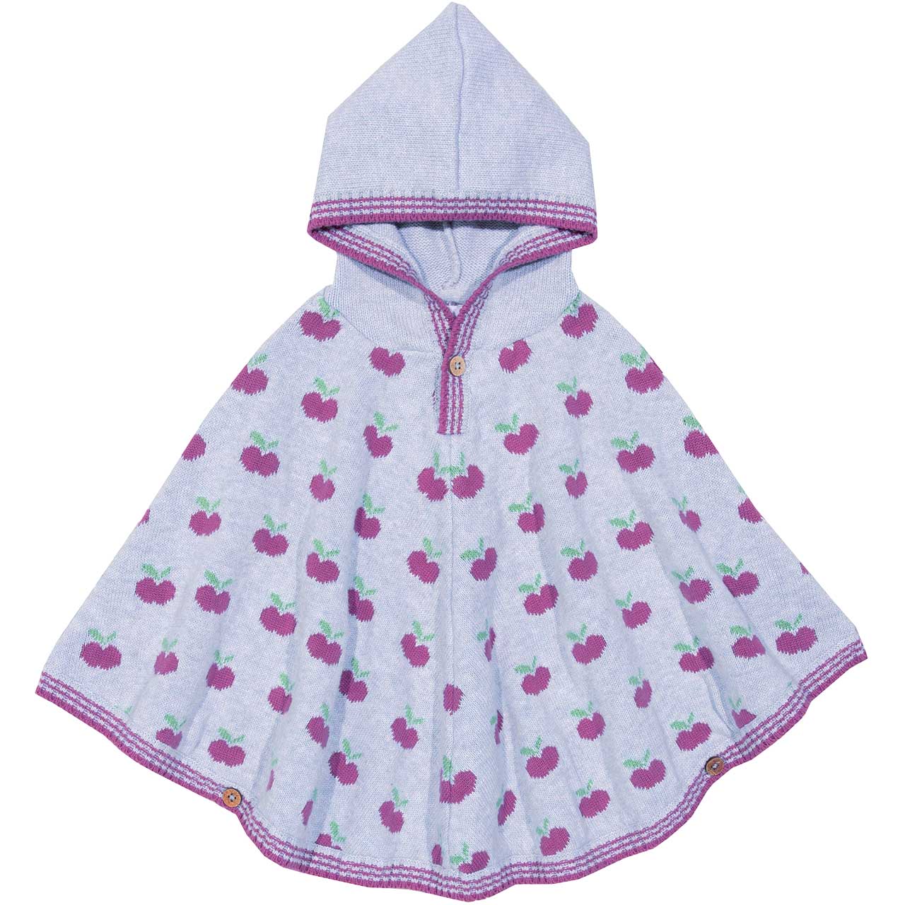 Kinderponcho Apfel-Design Übergangszeit mit Kapuze