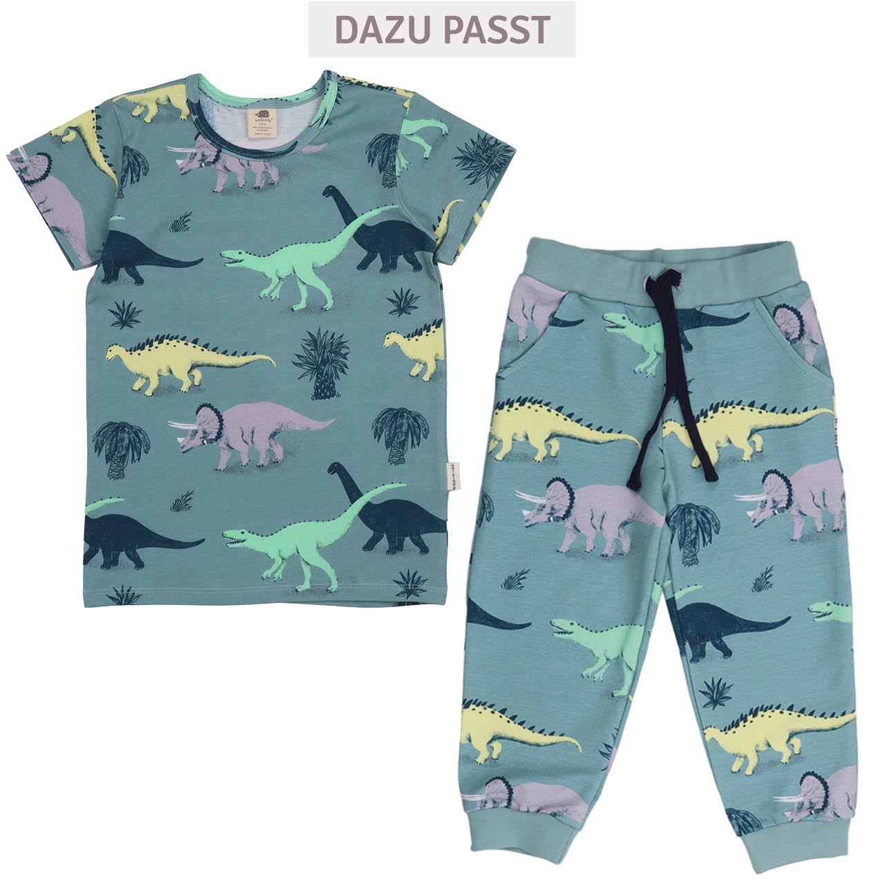 Baggy Sweathose Dinosaurier blau