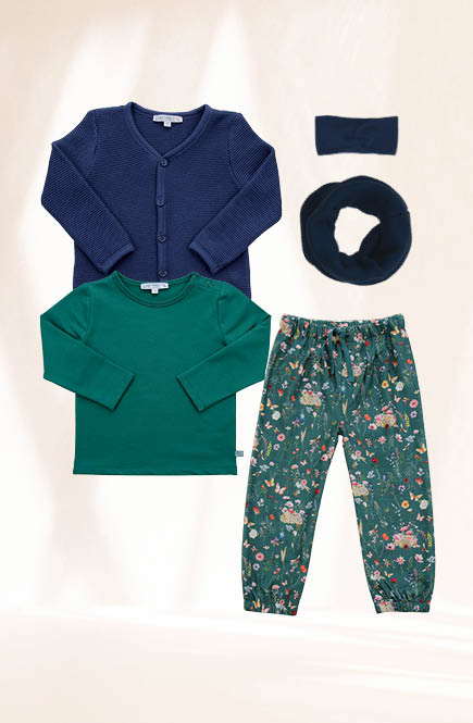 Webhose Jerseyfutter Blumen smaragdgrün