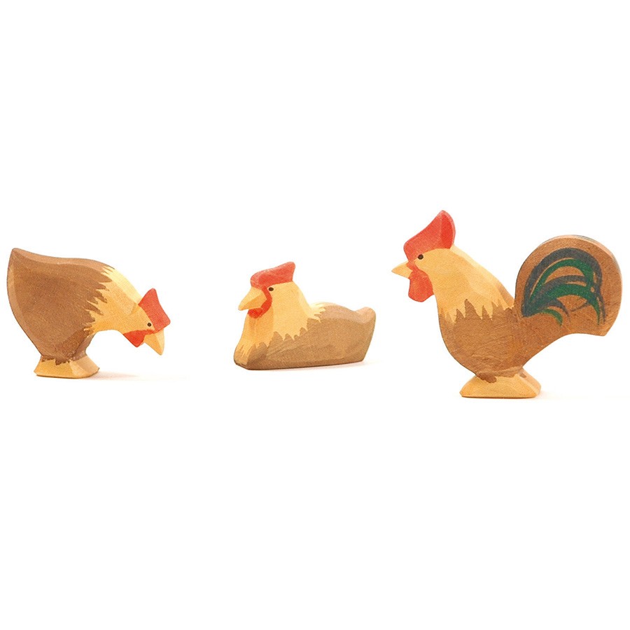 Huhn braun liegend Holzfigur 3,5 cm hoch