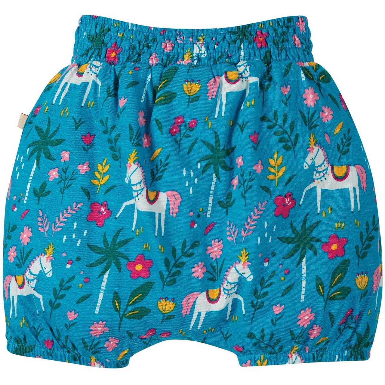 Leichte Mädchen Shorts Pferde blau