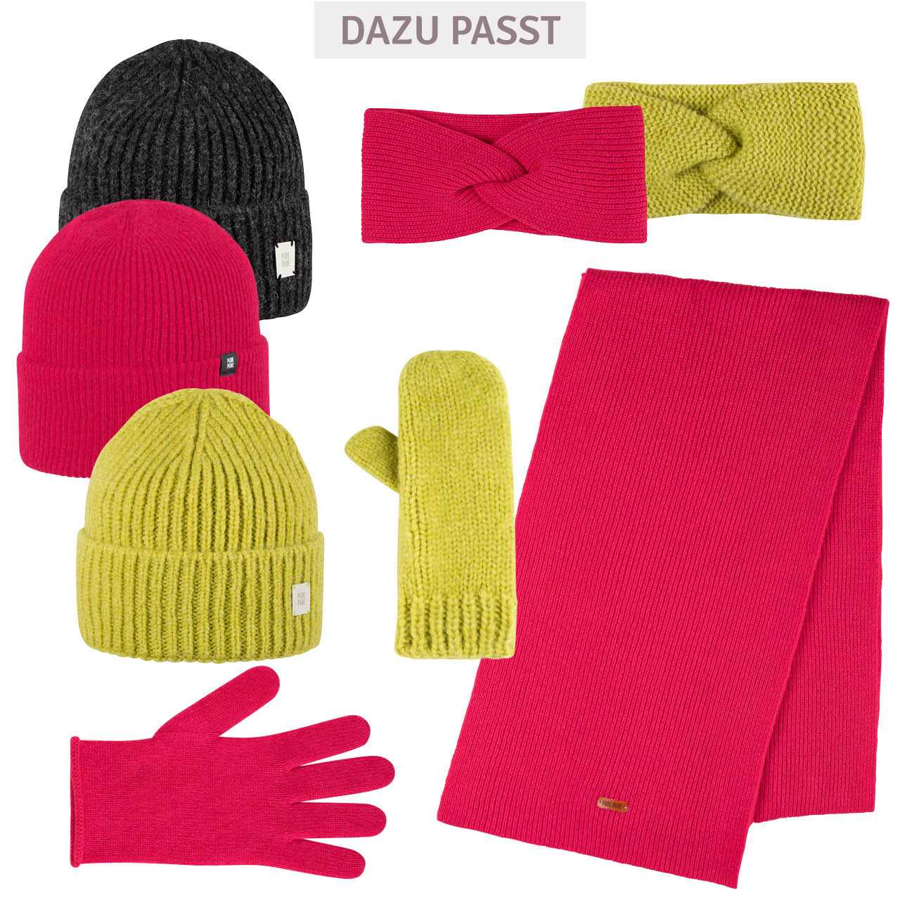 Damen Fingerhandschuhe Wolle Kaschmir beere