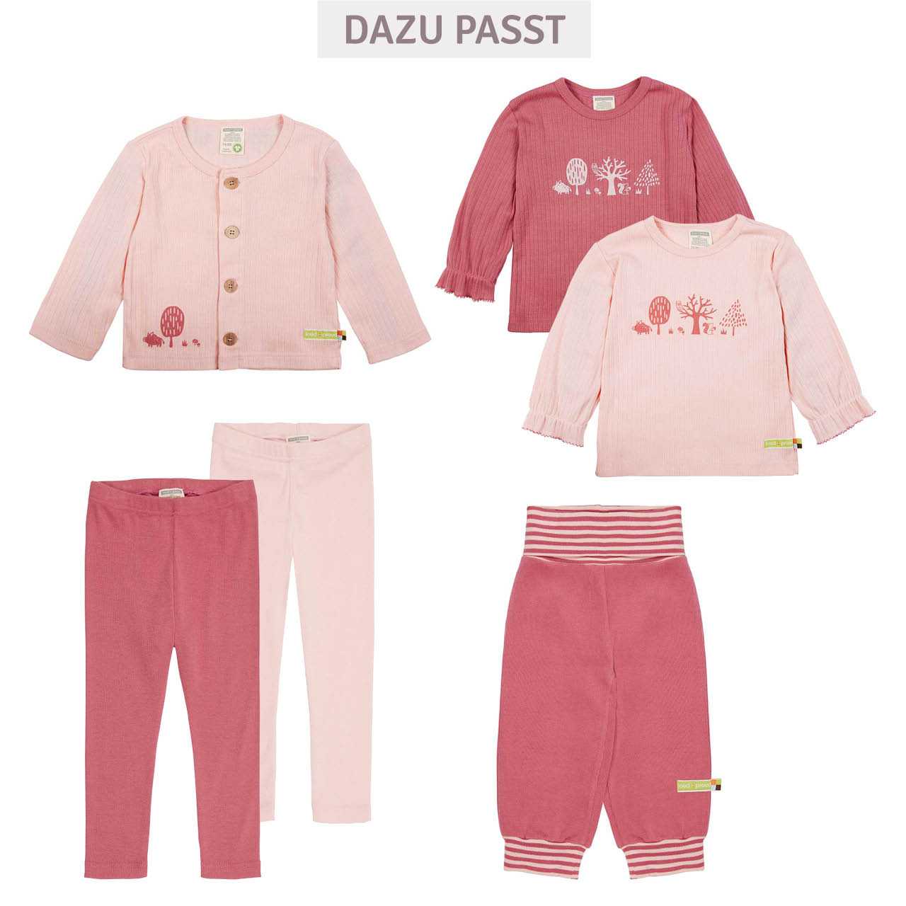 Leichte Strickjacke Ripp rosa mit Print