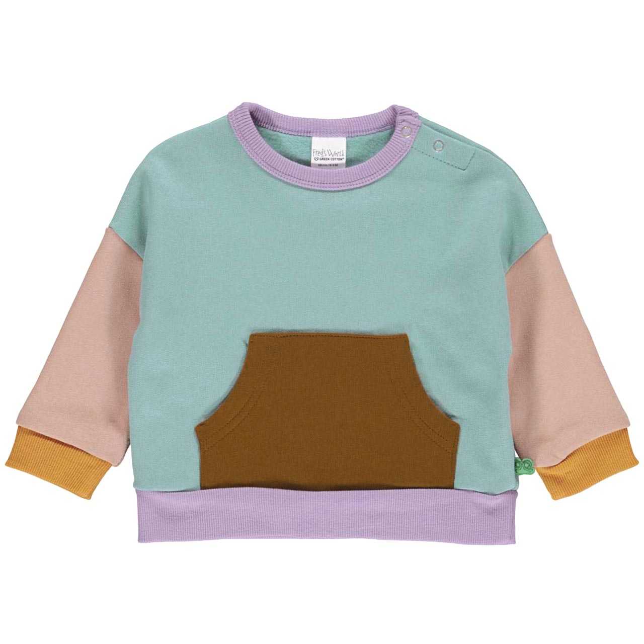 Warmes Sweatshirt Blockdesign türkis-rose