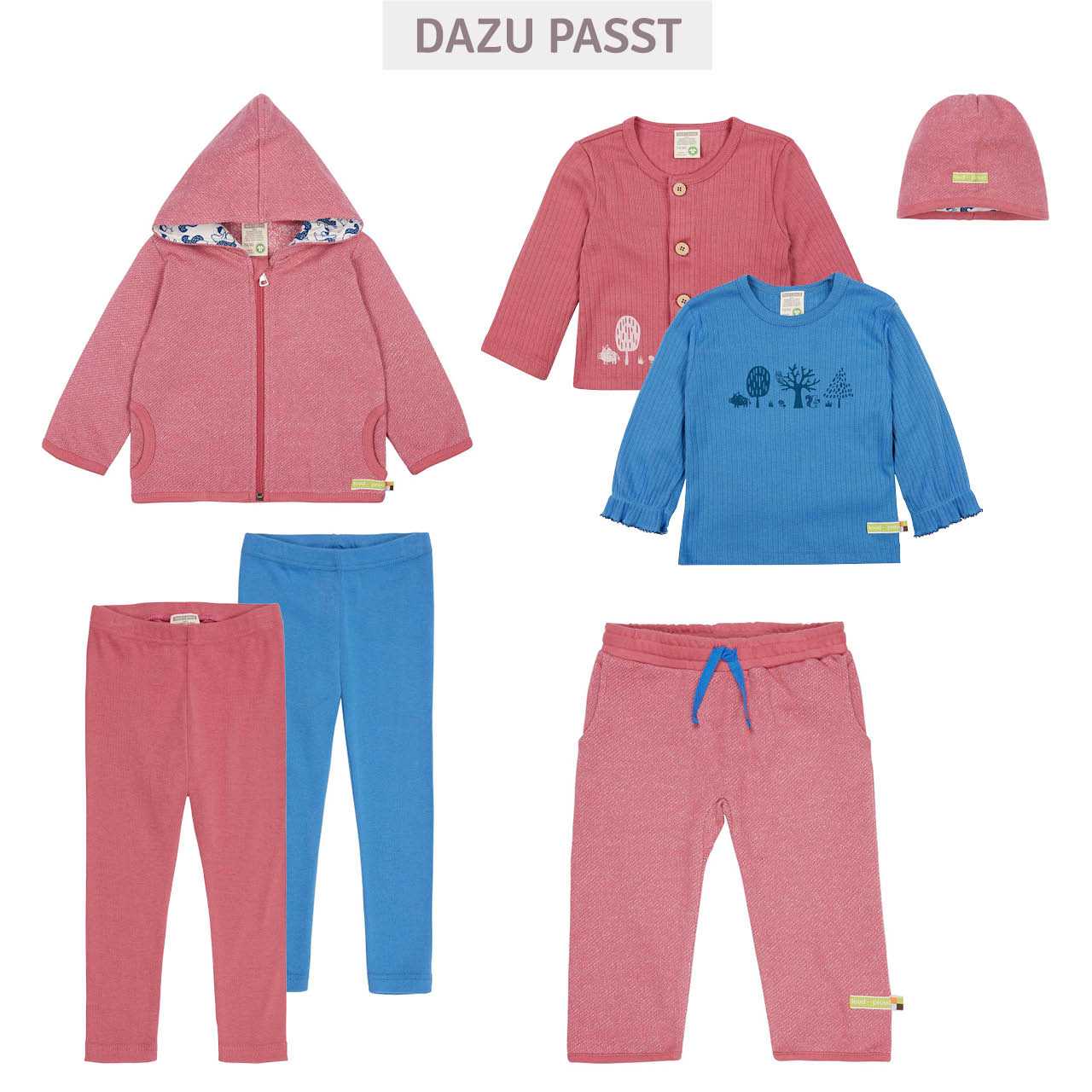 Rippshirt langarm blau mit Bäumen