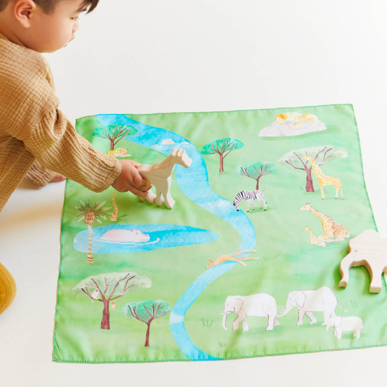 Spieltuch Seide Safari 53 x 53 cm