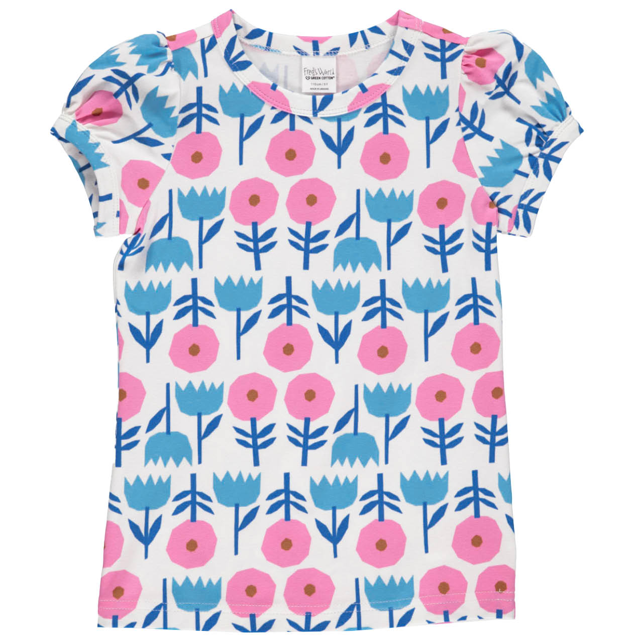 Süßes T-Shirt kurzarm Blumen cremeweiß