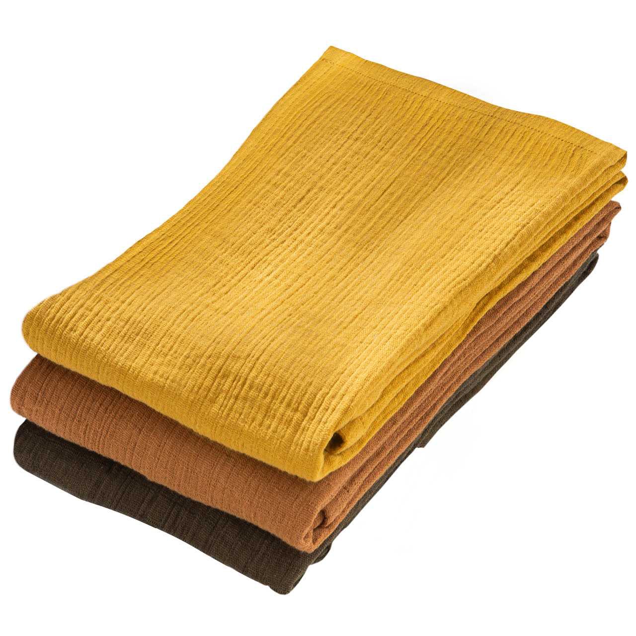 Mullwaschlappen 3er Pack 25 x 25 khaki, karamell, senfgelb