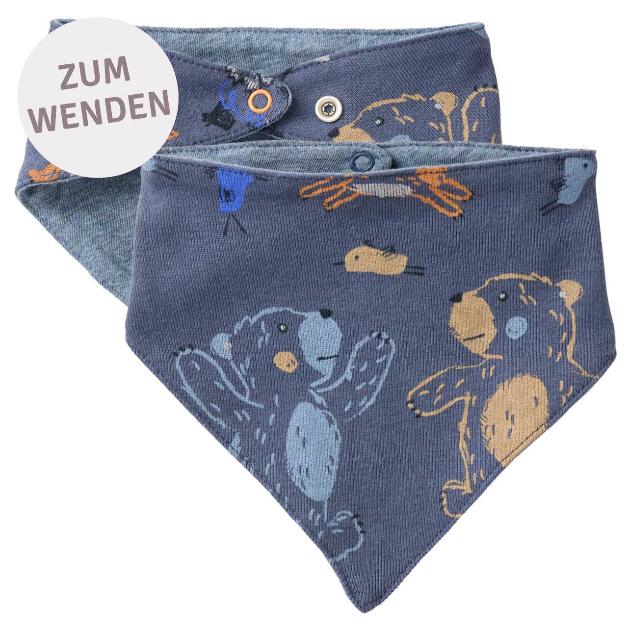 Wende Dreiecktuch Waldtiere indigo Wende Dreiecktuch Waldtiere indigo