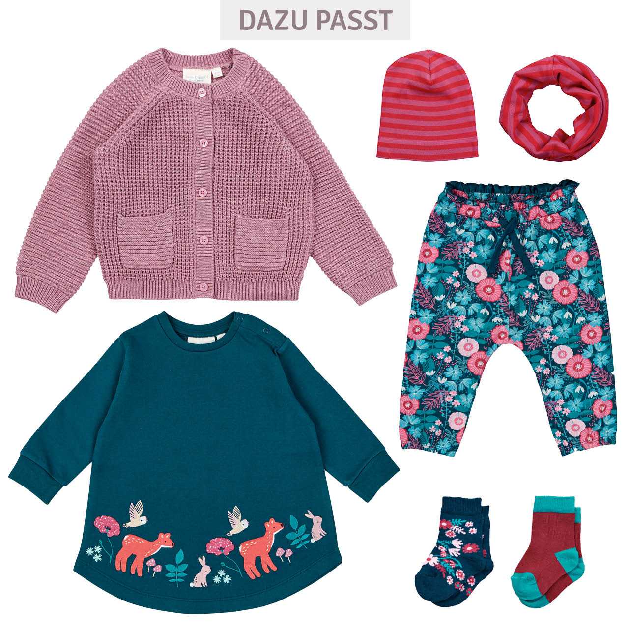 Schlauchschal Streifen pink-rot