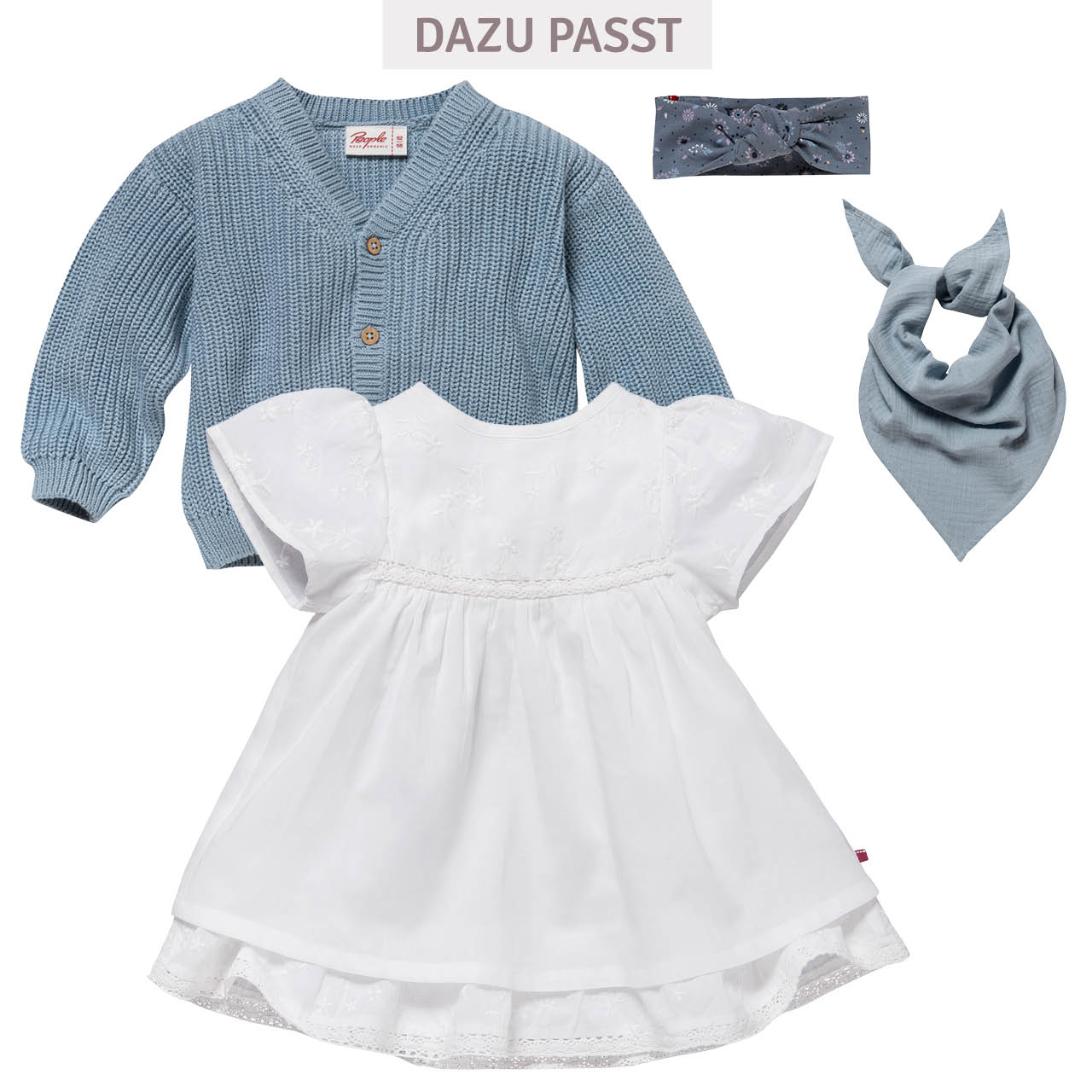 Großes Dreiecktuch Musselin taubenblau