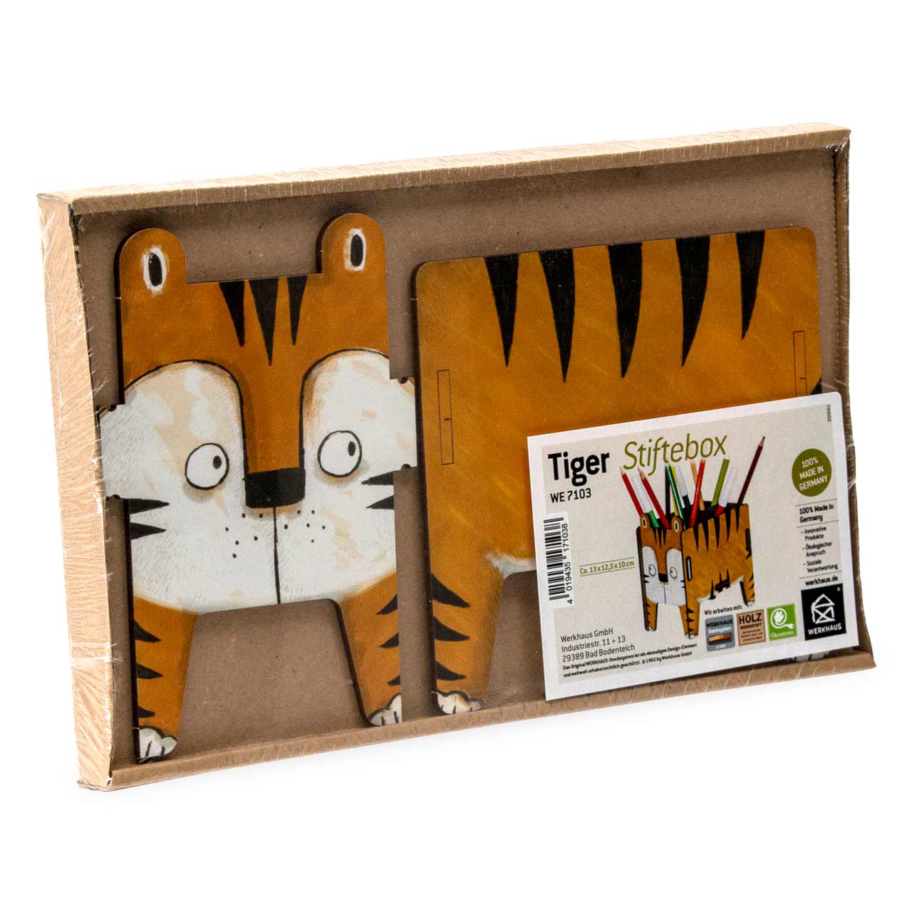 Stiftehalter Tiger – Holz Stiftebox  mit Stecksystem