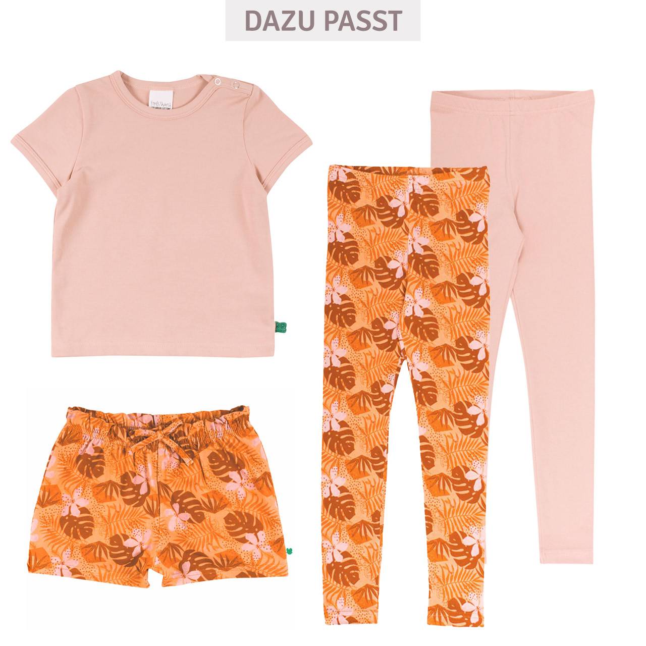 Leichte Shorts Blätter Alloverprint in hellem orange