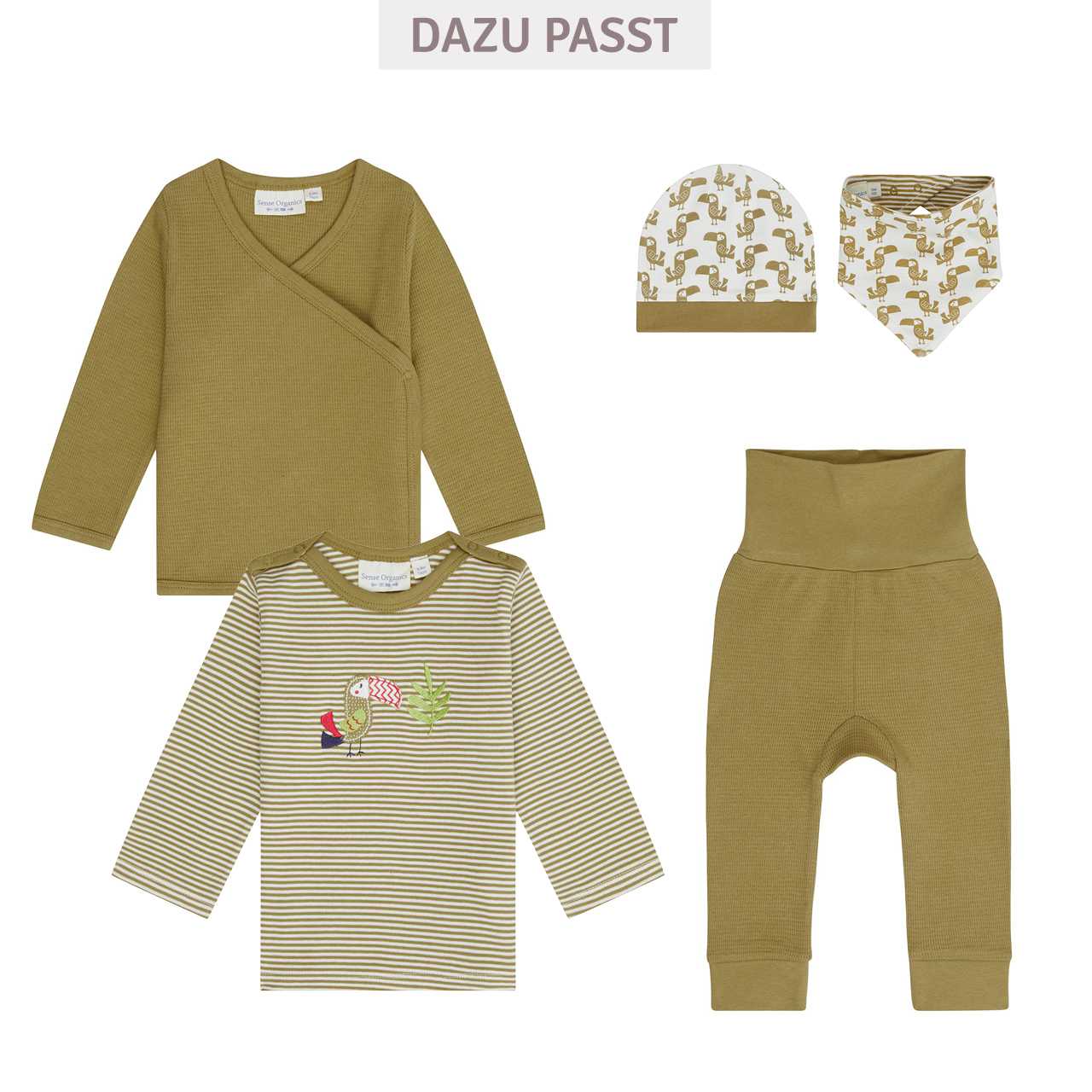 Bündchen Babyhose Waffel-Struktur khaki