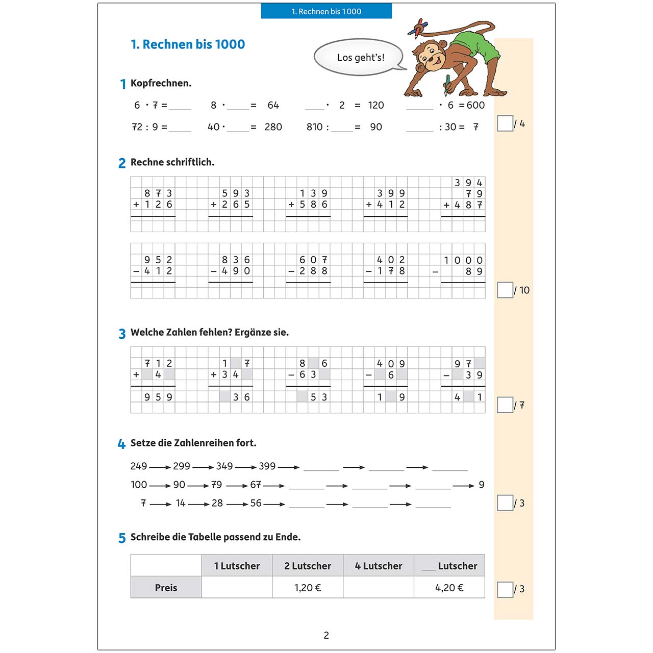 Tests in Mathe – Lernzielkontrollen 4. Klasse