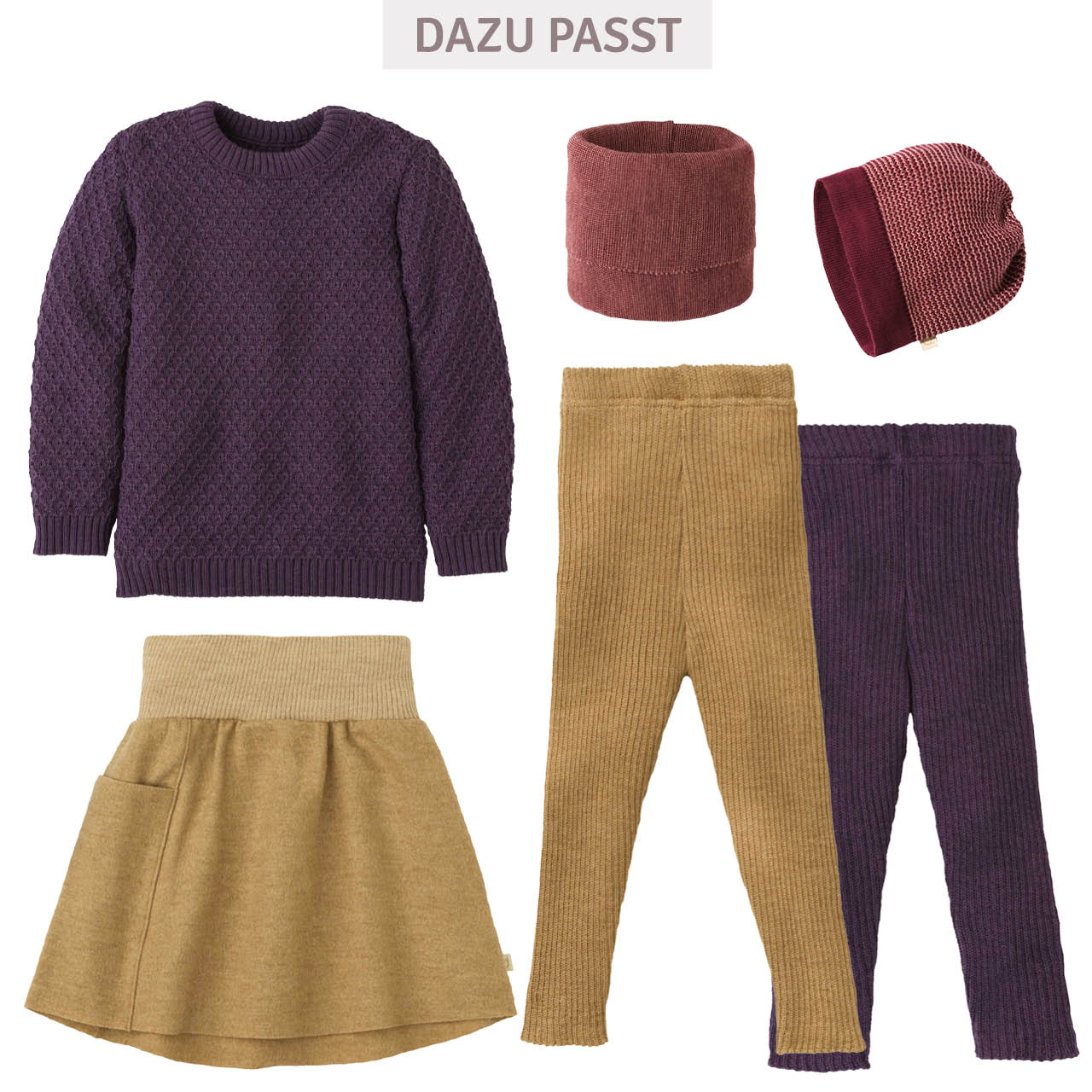 Warmer Woll Rock mit Strickbund karamell