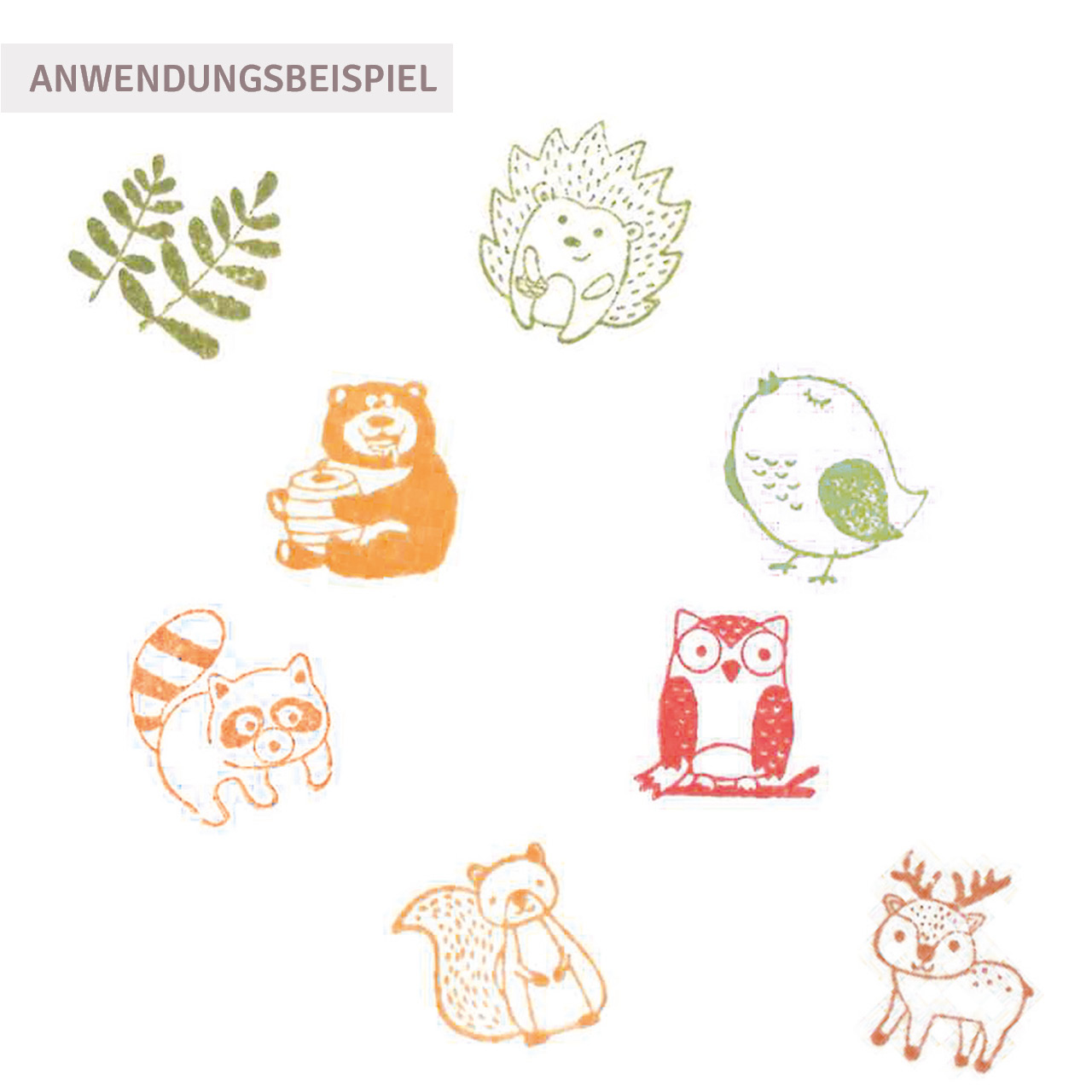 Stempel-Set Waldtiere – 8 Stempel und Stempelkissen