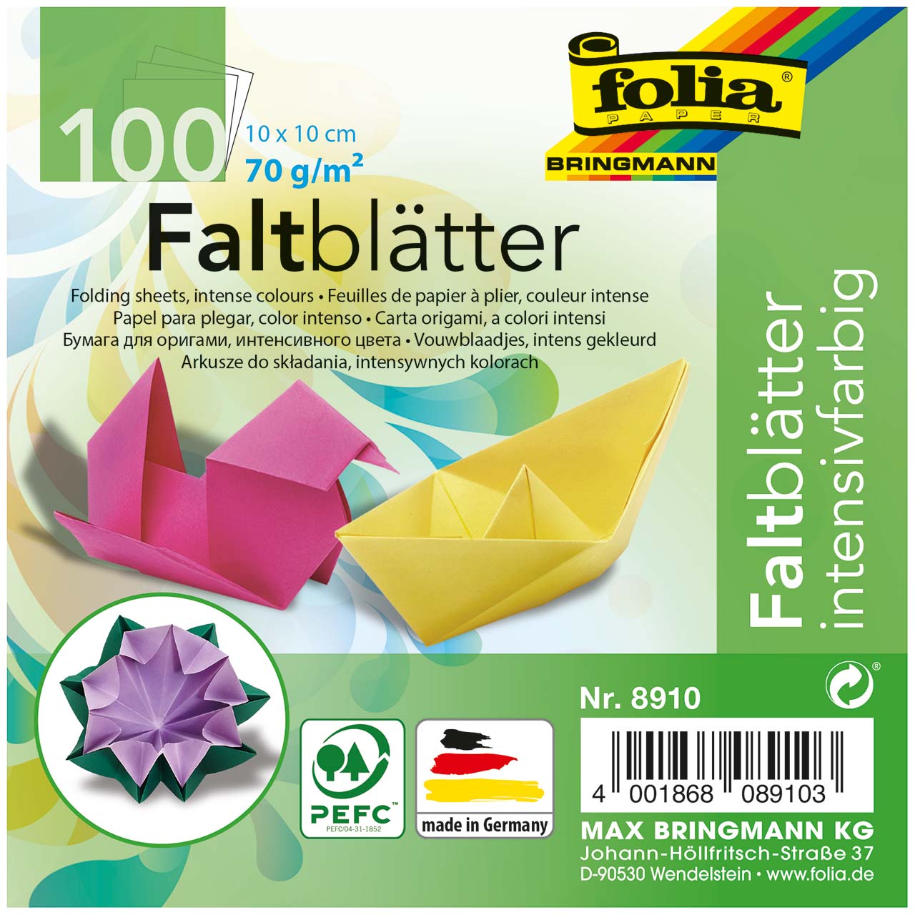 Faltblätter für Origami 10x10 cm 100 Blatt