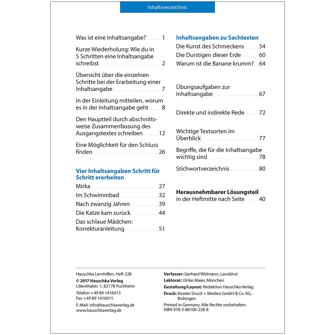 Übungsheft Aufsatz „Inhaltsangabe“ 7. bis 9. Klasse