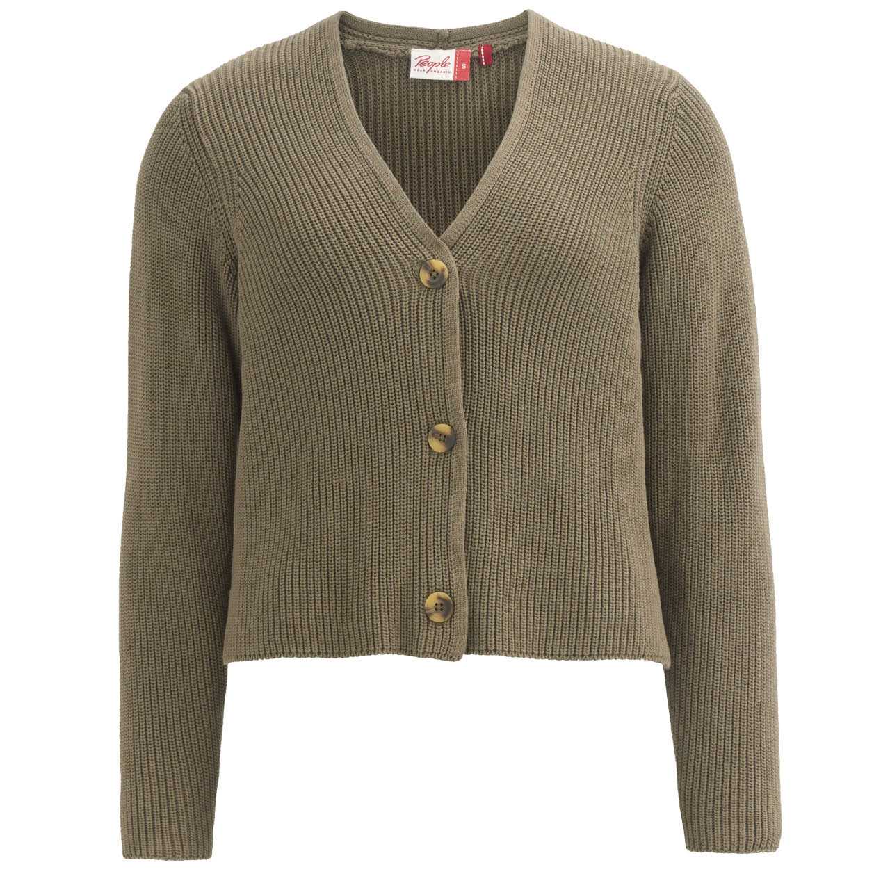 Kurze Damen Strickjacke khaki