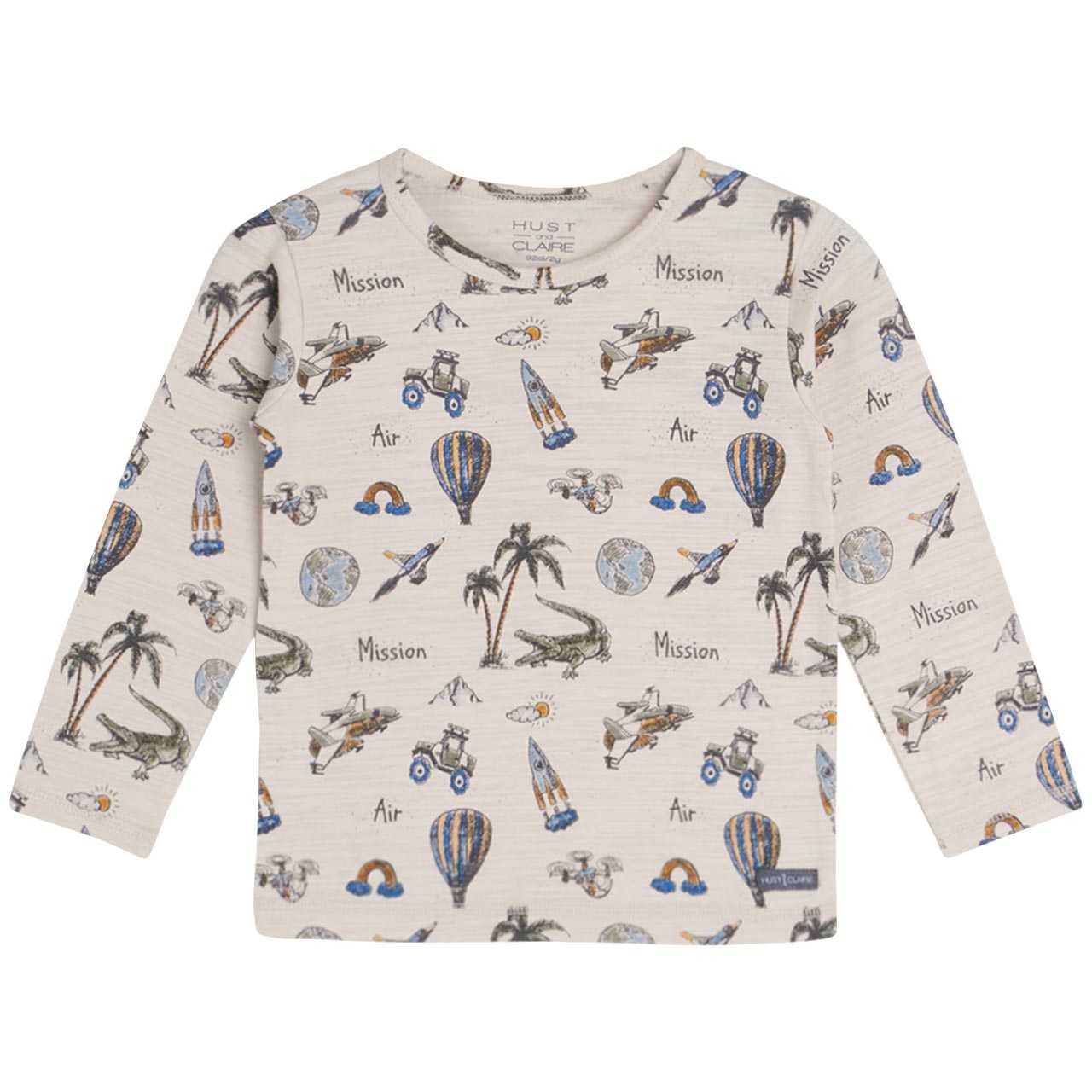 Shirt langarm hellgrau All-Over-Print