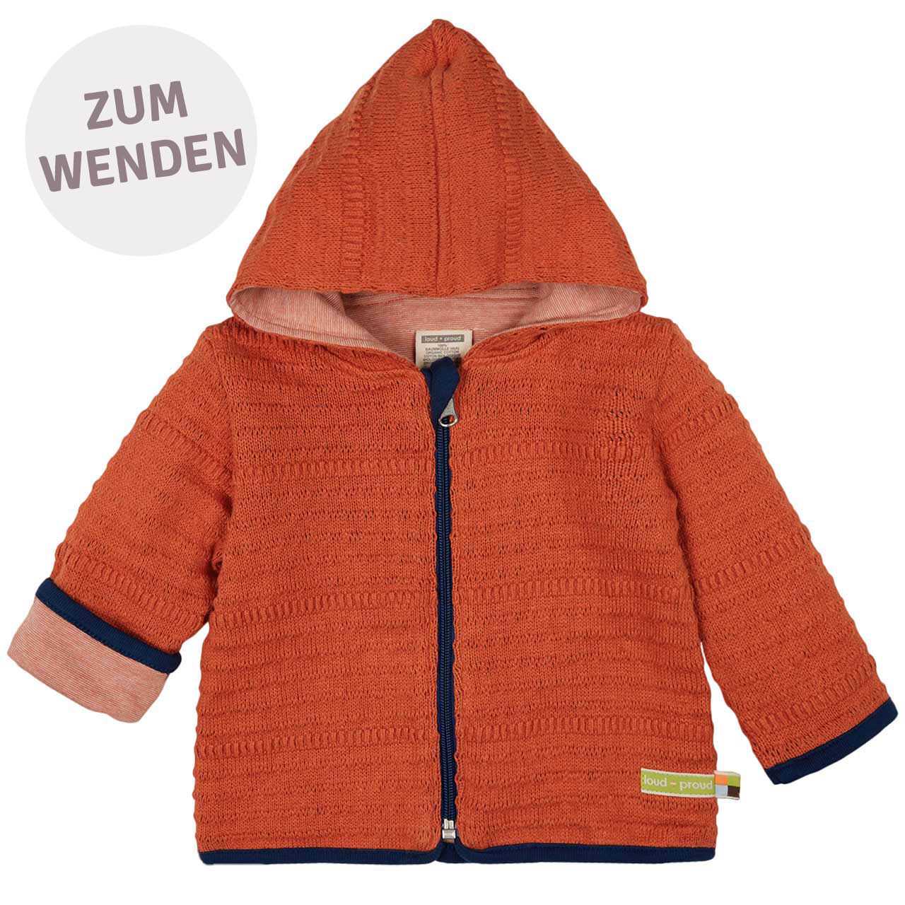 Softe Wendejacke Kapuze Strick rostrot