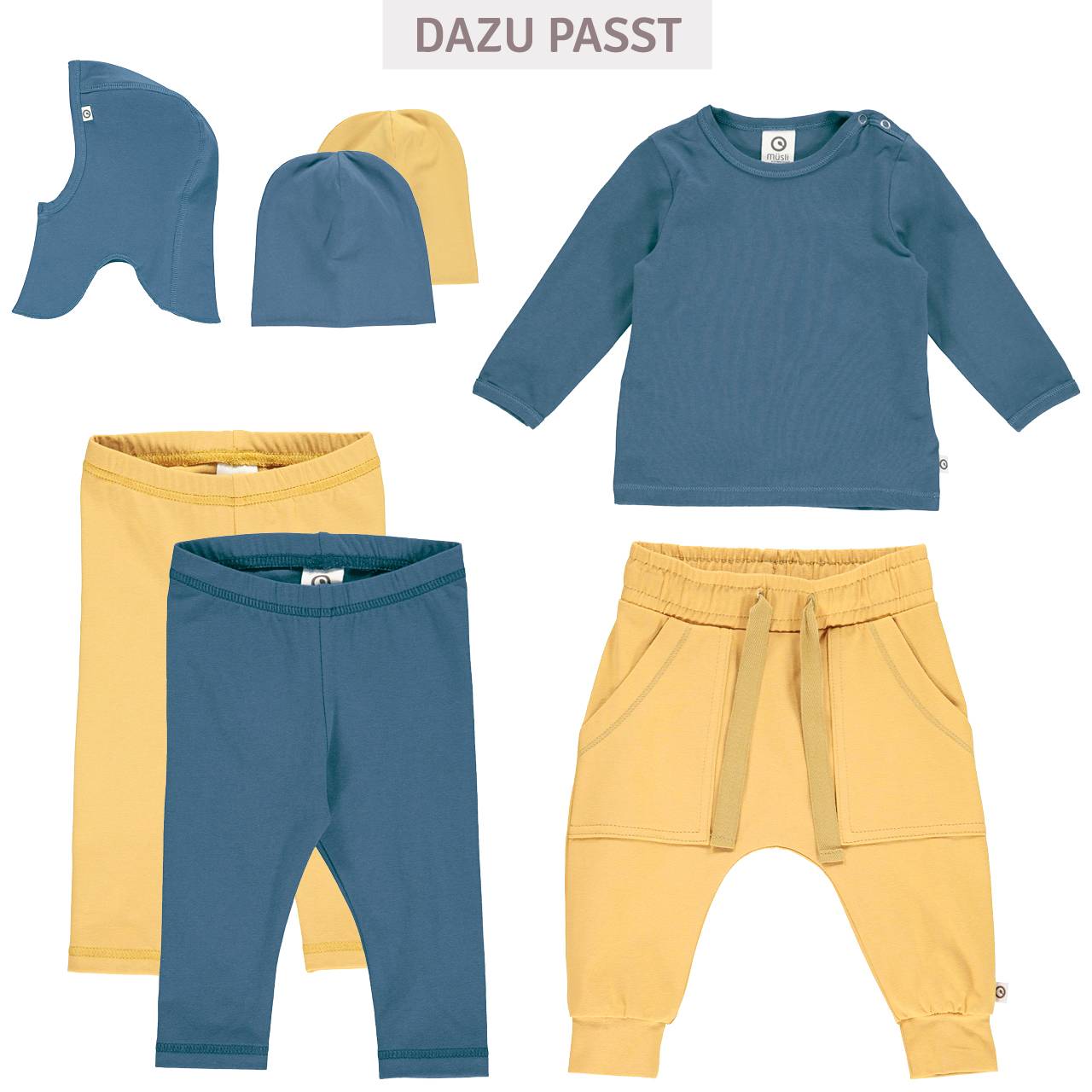 Babyhose große Taschen zimt-gelb