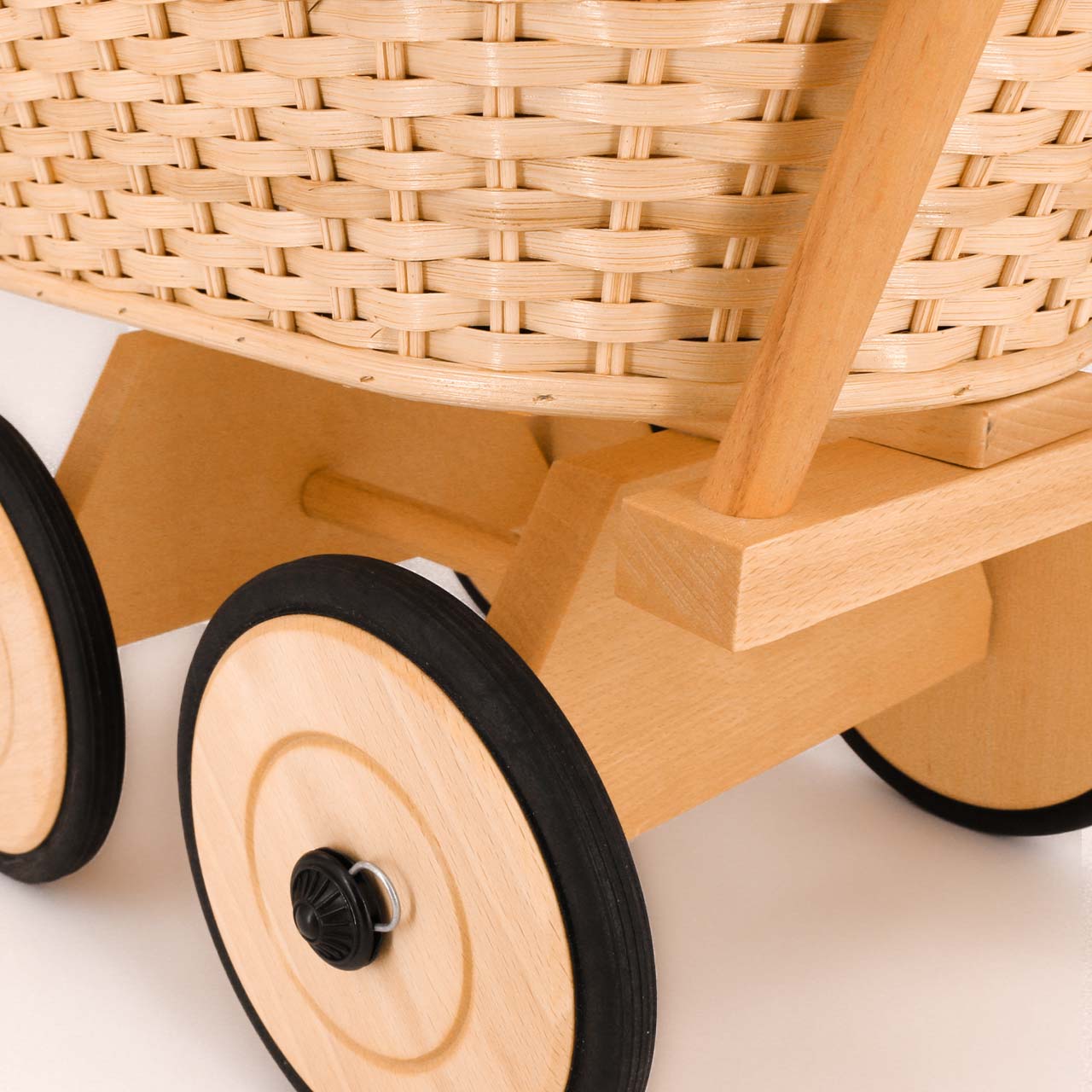 Korb Puppenwagen aus Holz rot