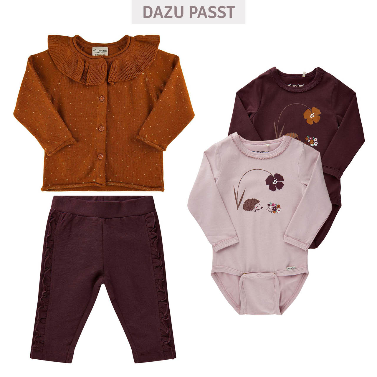 Babyhose Sweat Rüschen dunkellila