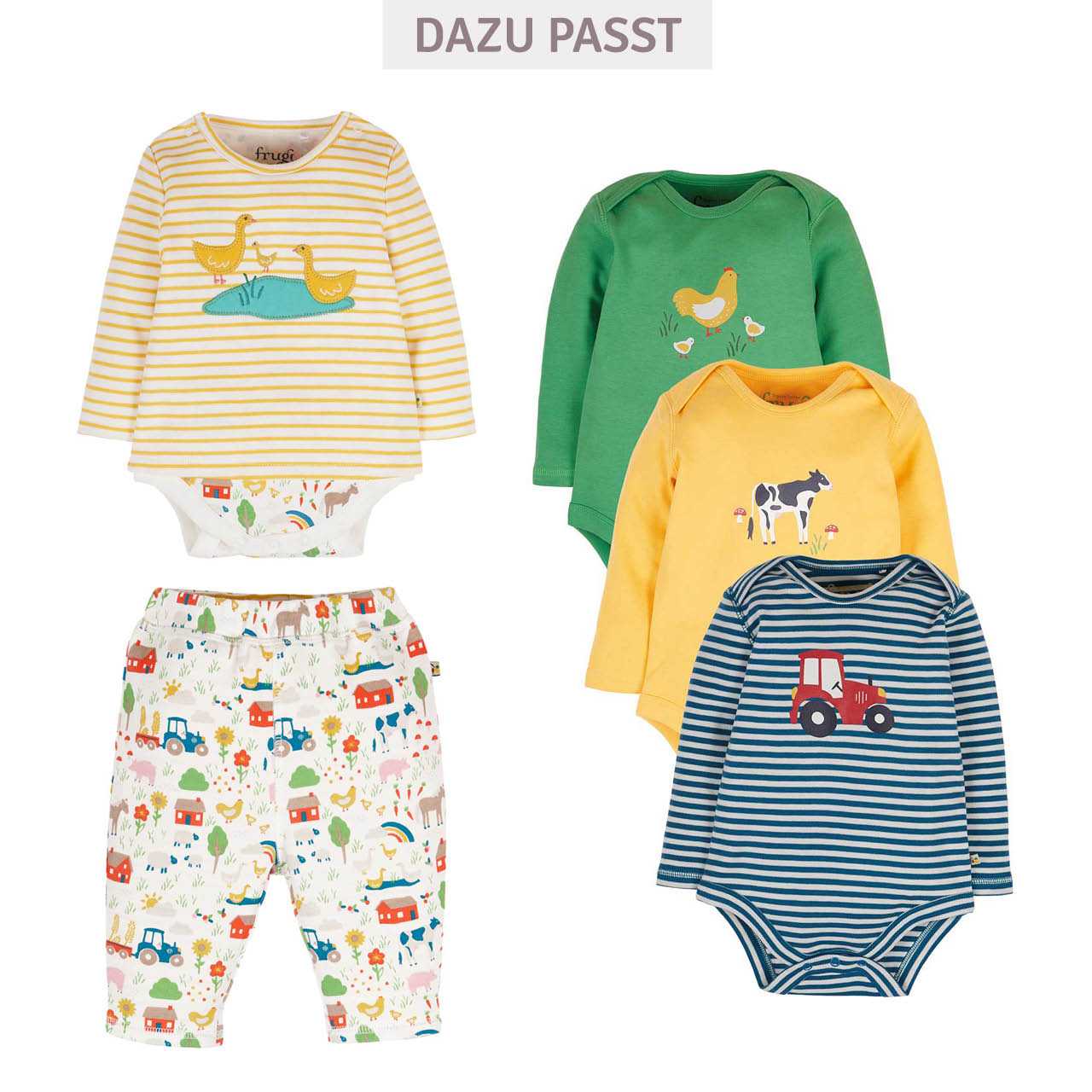 Frugi 2 in1 Body mit Langarmshirt in gelb Streifen