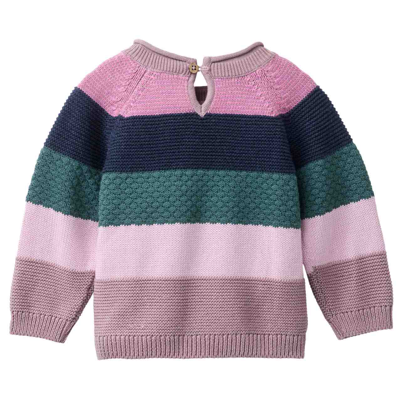 Warmer Strick Pullover rosa geringelt