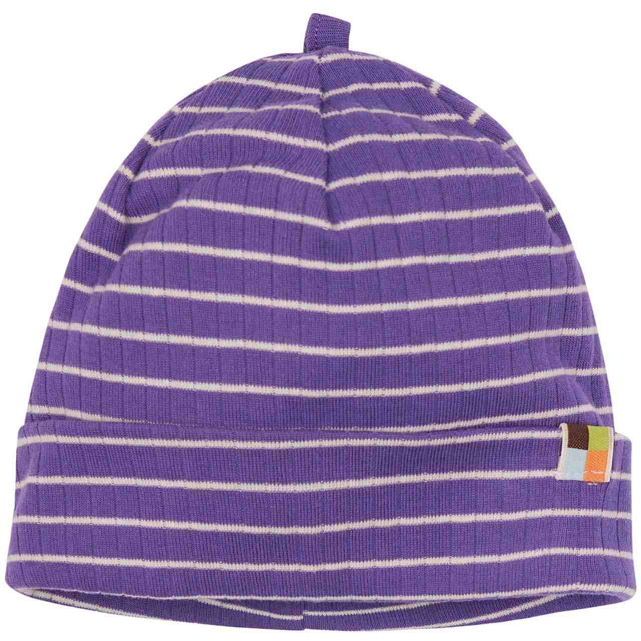 Gerippte Beanie lila gestreift