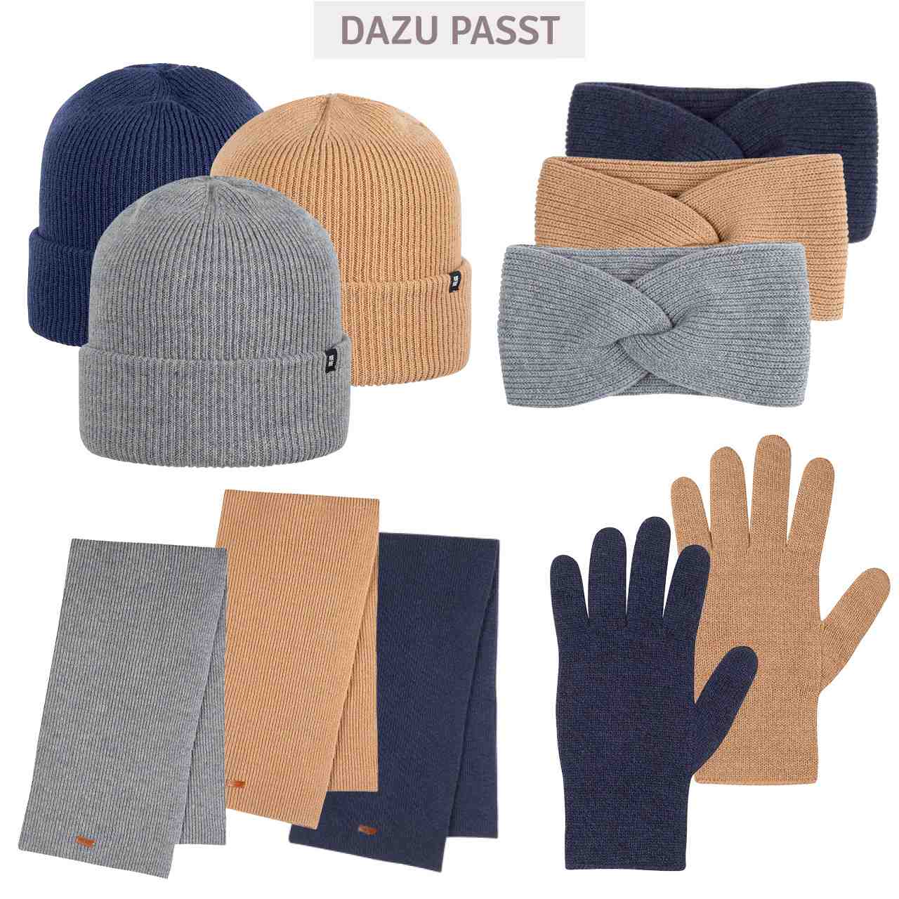 Onesize Kinder Erwachsenen Beanie Merino-Kaschmir grau