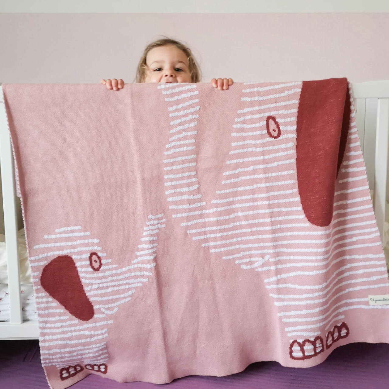 Dicke Babydecke Krabbeldecke Bio rosa Elefanten 90 x 105 cm