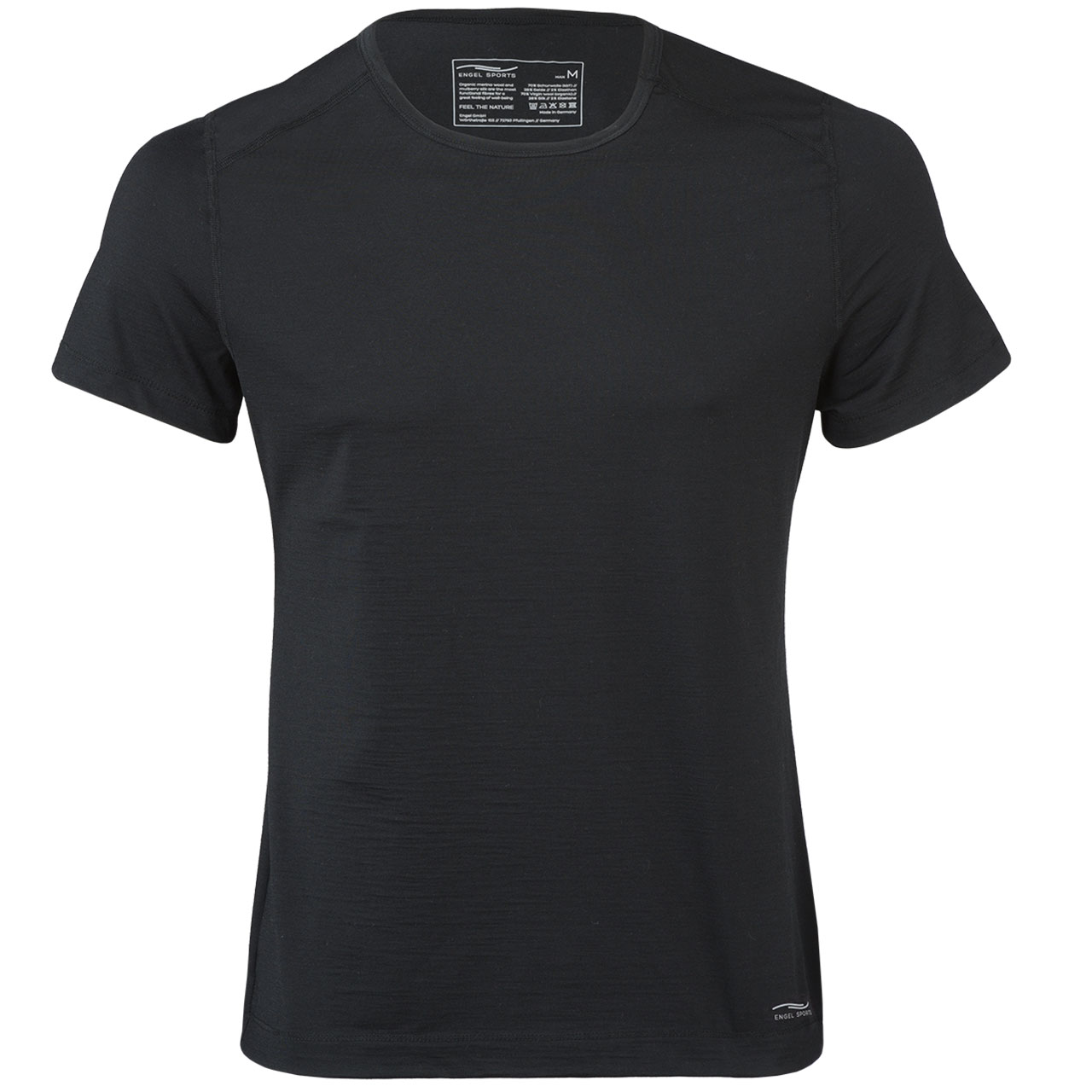 Herren Wolle Seide T-Shirt Regular Fit schwarz