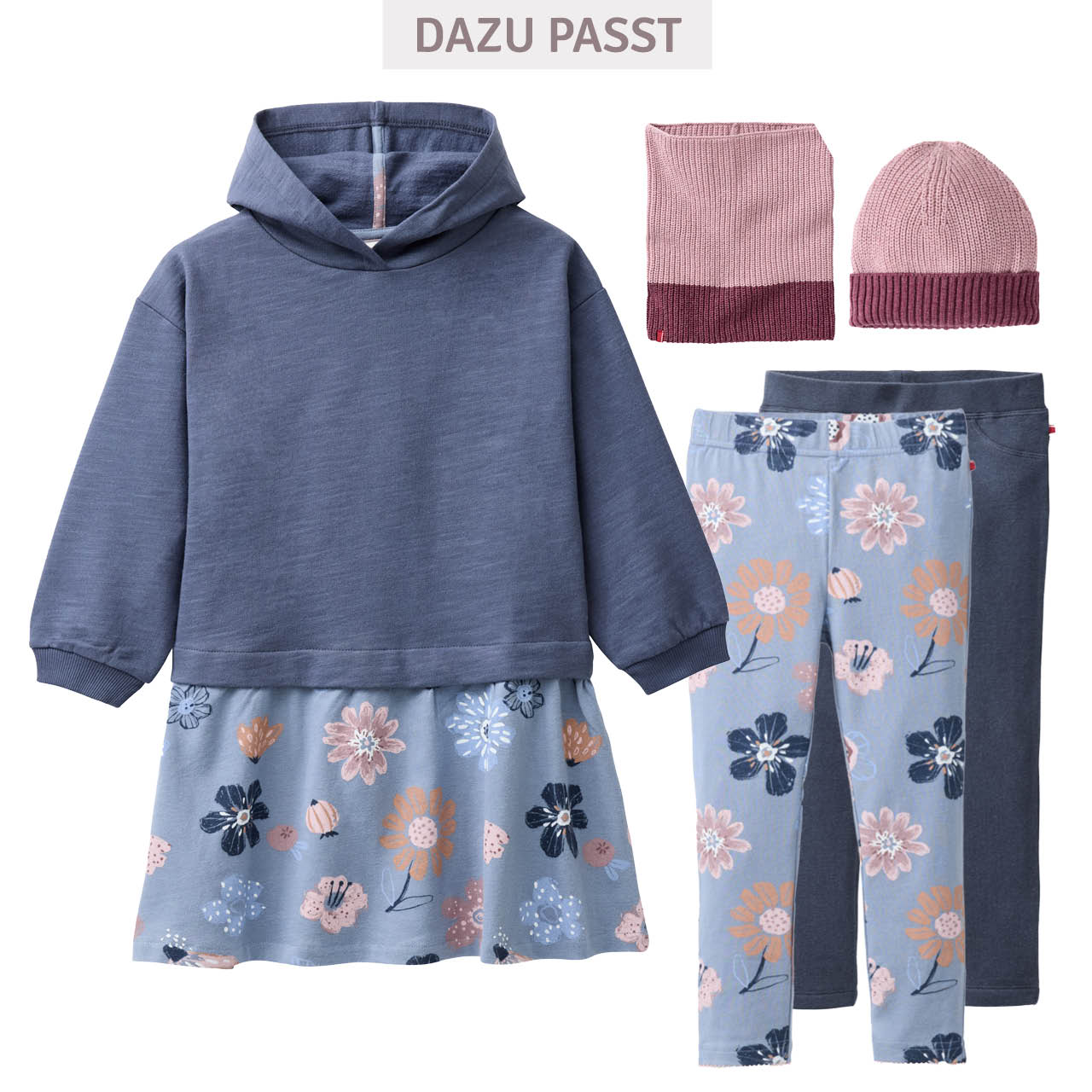 Kapuzen Sweatkleid indigoblau