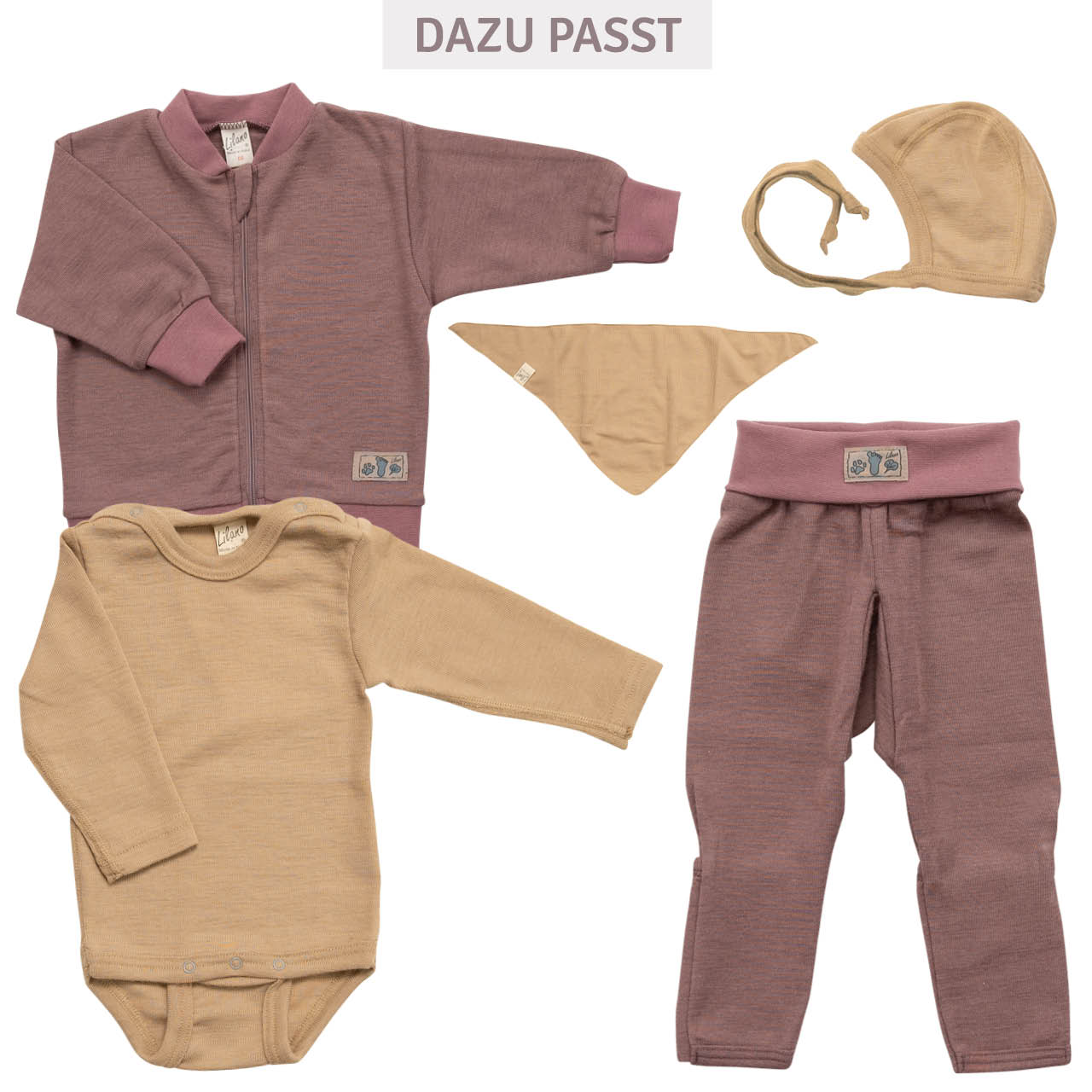 Babyjacke Wolle Seide mit Bündchen mauve