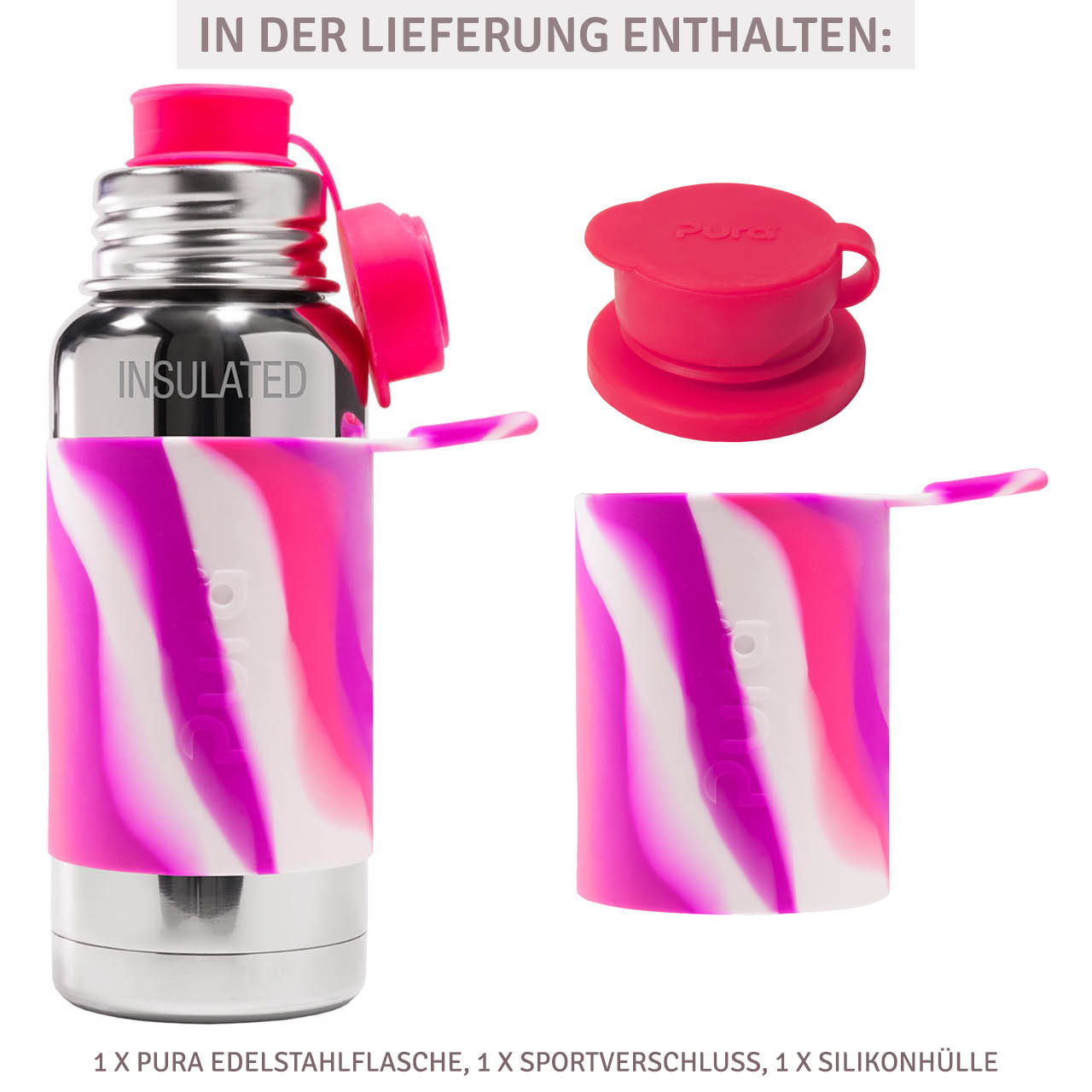 Thermo Trinkflasche Sportverschluss pink swirl 475ml