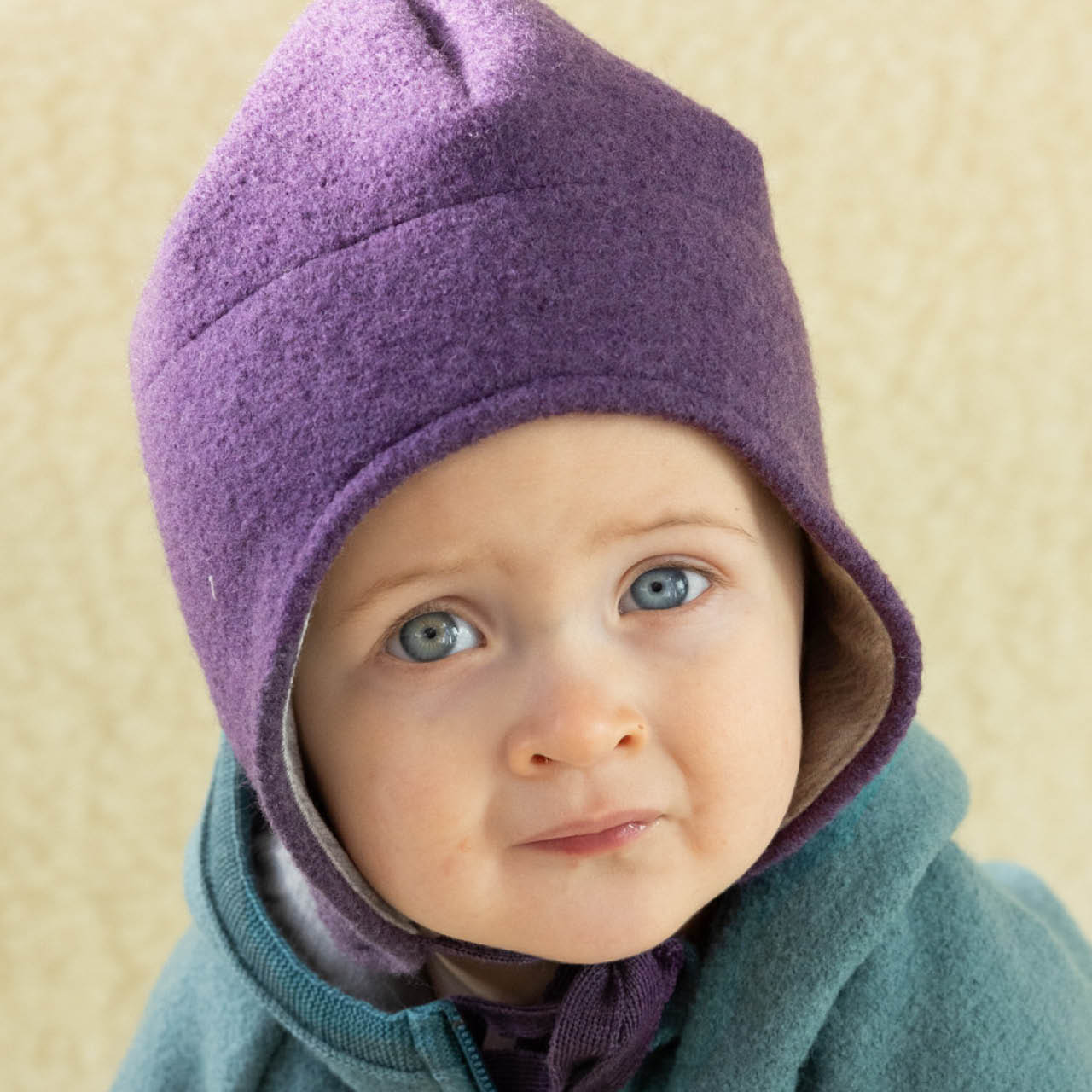 Wintermütze Wolle aubergine Ohrenschutz