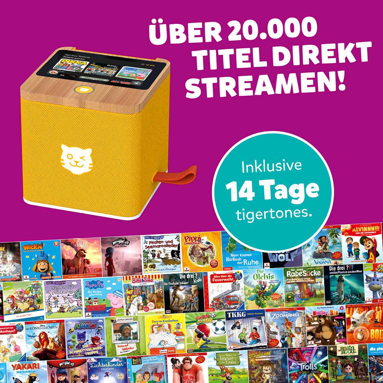 Tigerbox – gelbe Hörbox für Kinder