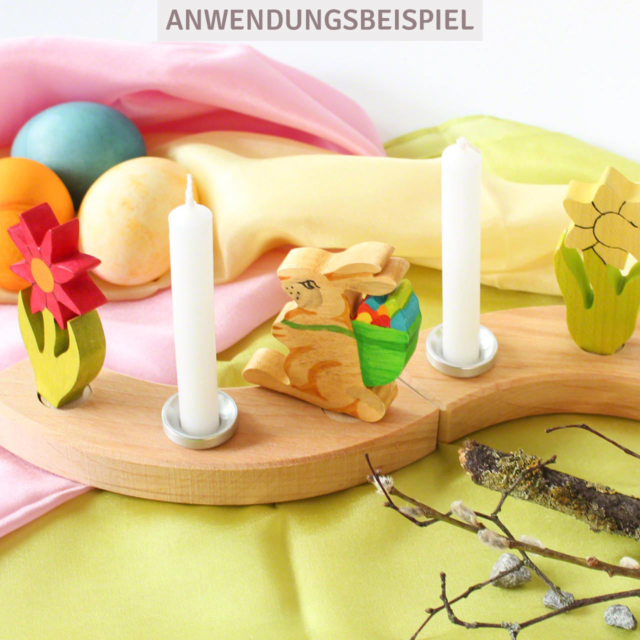 Jahreszeitentuch Seide 55x55 cm – Frühling 3er Set