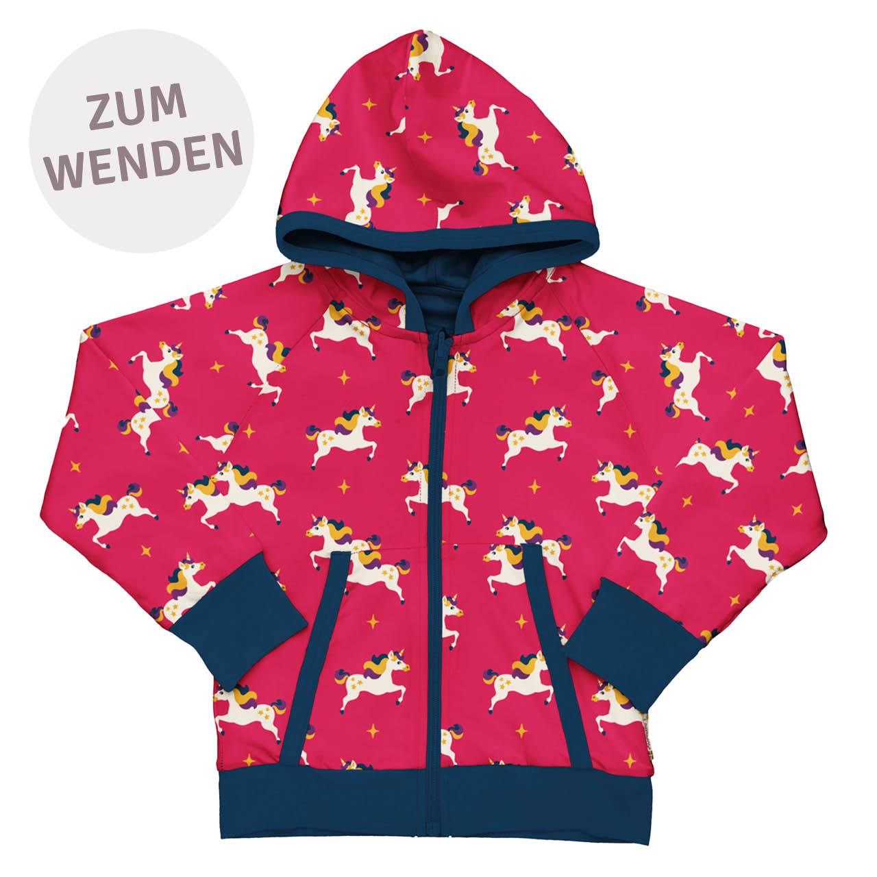 Kapuzenjacke zum Wenden Einhorn pink